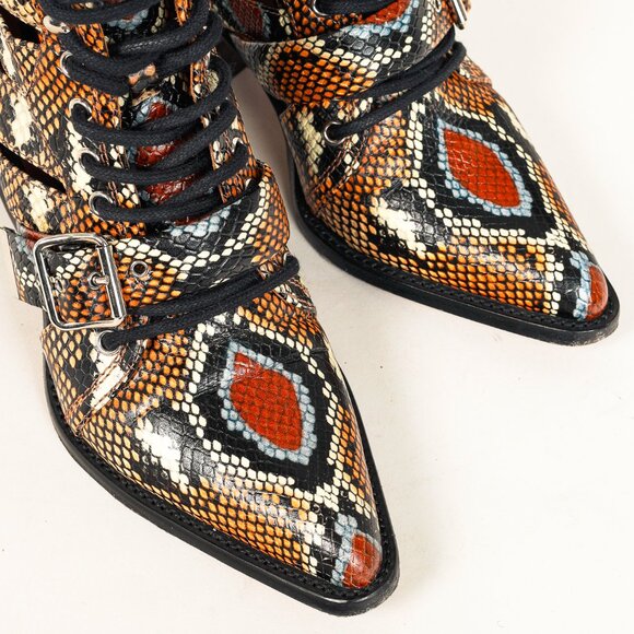 Chloe Rylee Multicolor Purple Python-Print Leather Ankle Boots - Picture 6 of 10